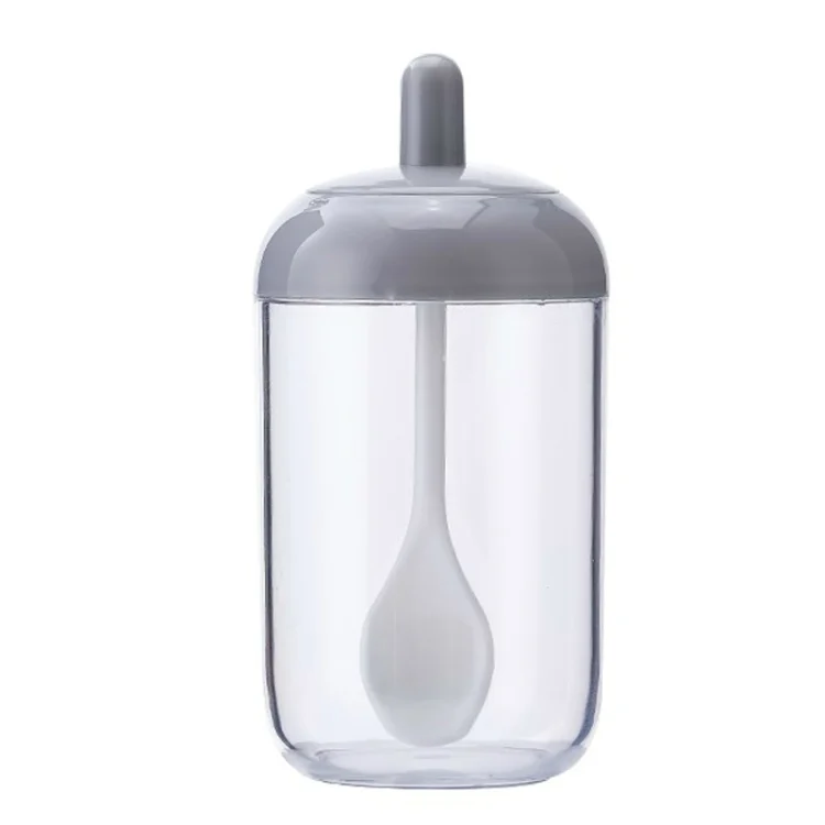 Household Simple Kitchen Round Seasoning Jar with Spoon