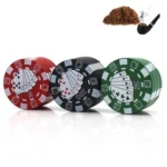Small Chip Poker Cigarette Crusher Zinc Alloy 3 Layer Metal Grinder Random Color Delivery