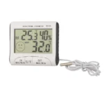 LCD Digital Thermometer Hygrometer Moisture Meter and Wired Temperature with External Sensor White - Image 2