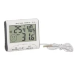 LCD Digital Thermometer Hygrometer Moisture Meter and Wired Temperature with External Sensor White - Image 3