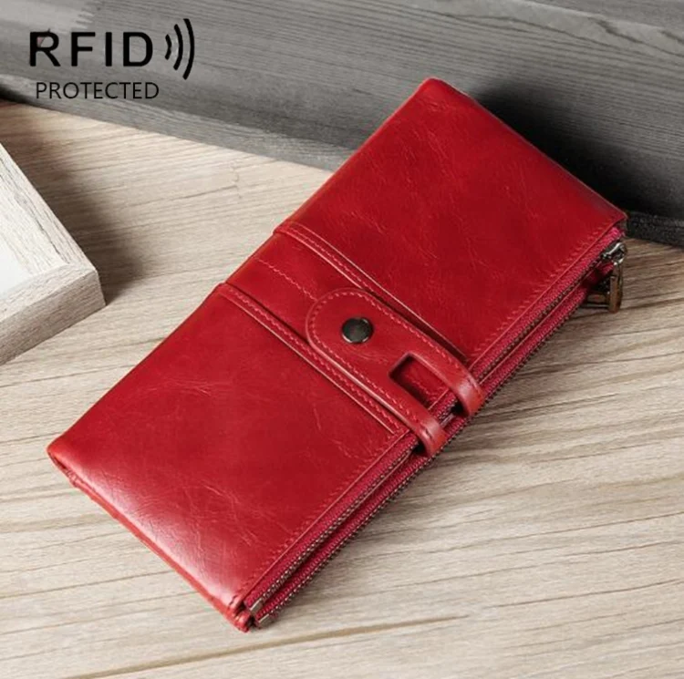 Ladies Genuine Leather Long Wallet Anti-theft Card Bag Multifunctional Clutch Bag