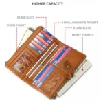 Ladies Genuine Leather Long Wallet Anti-theft Card Bag Multifunctional Clutch Bag - Image 6