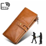 Ladies Genuine Leather Long Wallet Anti-theft Card Bag Multifunctional Clutch Bag - Image 7