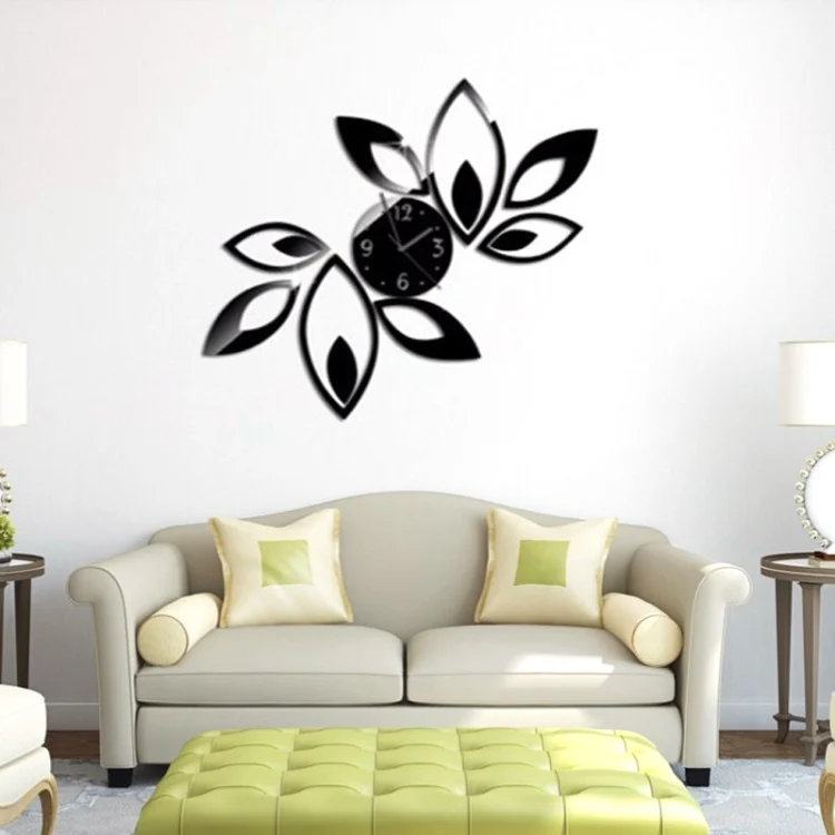 TBD0187465301A_2.webp Flower Art Modern Design DIY Removable 3D Crystal Mirror Wall Clock Wall Sticker Living Room Bedroom Decor - Image 3