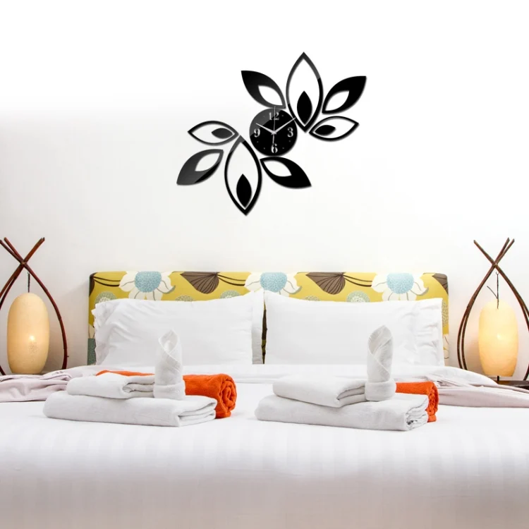 TBD0187465301A_3.webp Flower Art Modern Design DIY Removable 3D Crystal Mirror Wall Clock Wall Sticker Living Room Bedroom Decor - Image 4