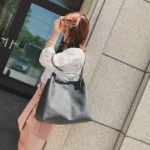 2 in 1 Soft Leather Women Bag Set Luxury Fashion Design Shoulder Bags Big Casual Bags Handbag - Image 2