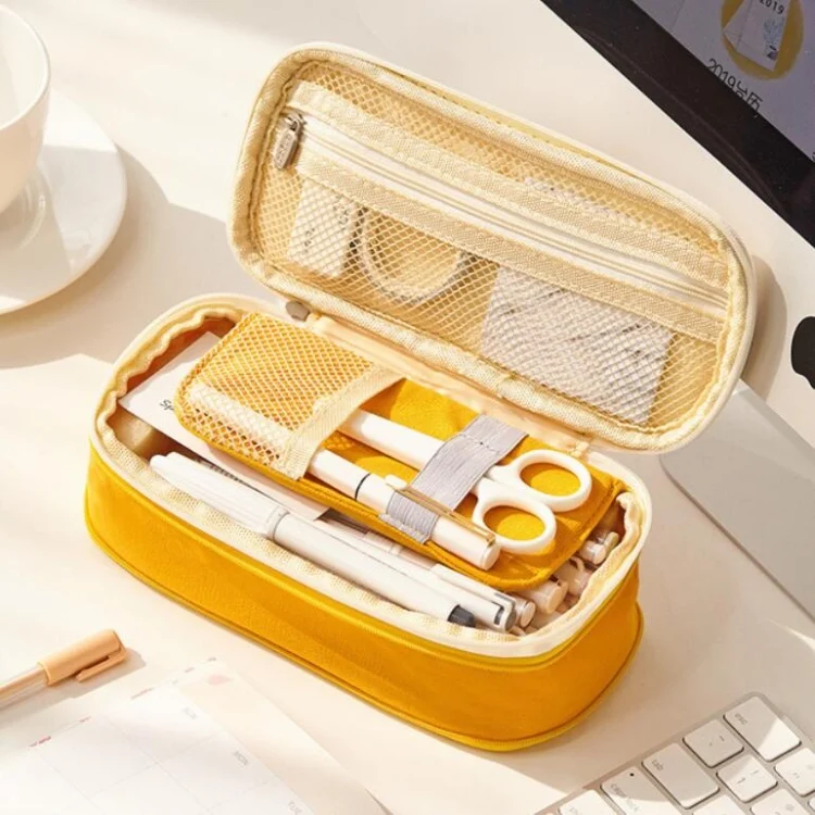 TBD0190103101D_1.webp Simple Primary Junior High School Student Stationery Bag Flexible Pencil Case Large Capacity Mesh Pencil Case - Image 2