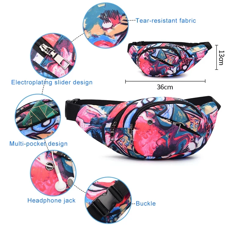 TBD0190603401A_3.webp Color Printing Multi-function Casual Pockets Ladies Outdoor Purse Waist Bag - Image 4