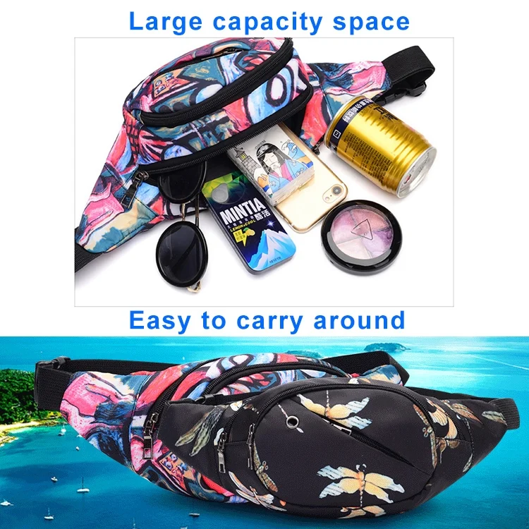 TBD0190603401A_4.webp Color Printing Multi-function Casual Pockets Ladies Outdoor Purse Waist Bag - Image 5