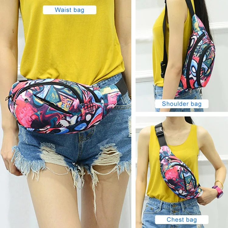 TBD0190603401A_6.webp Color Printing Multi-function Casual Pockets Ladies Outdoor Purse Waist Bag - Image 7