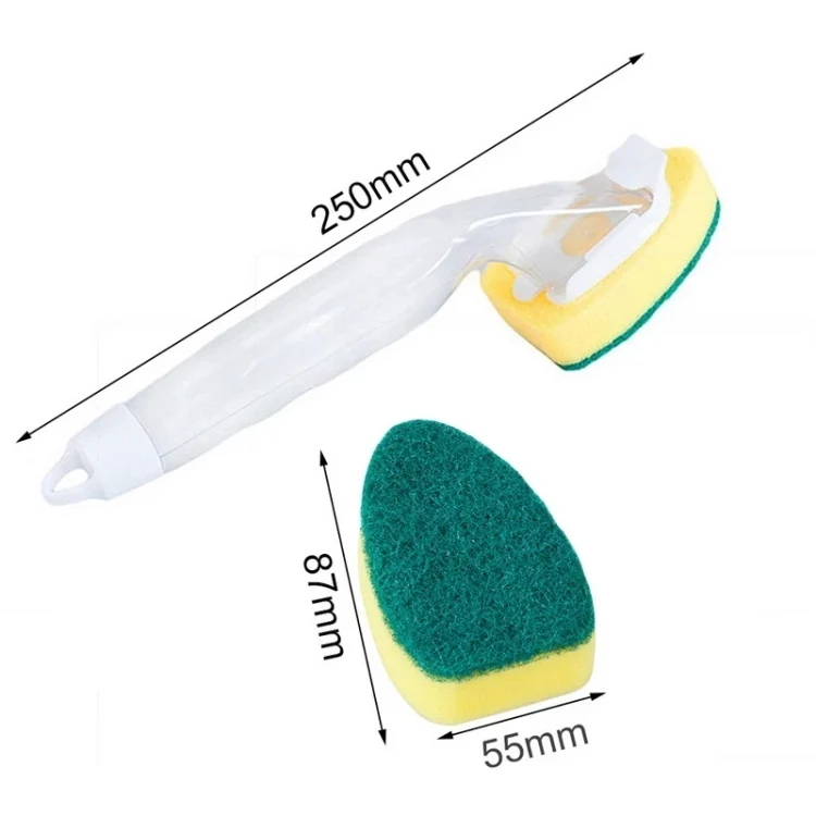 TBD0191012601A_2.webp Kitchen Plastic Long Handle Cleaning Brush Automatic Adding Liquid Brush Removable Sponge Brush - Image 3