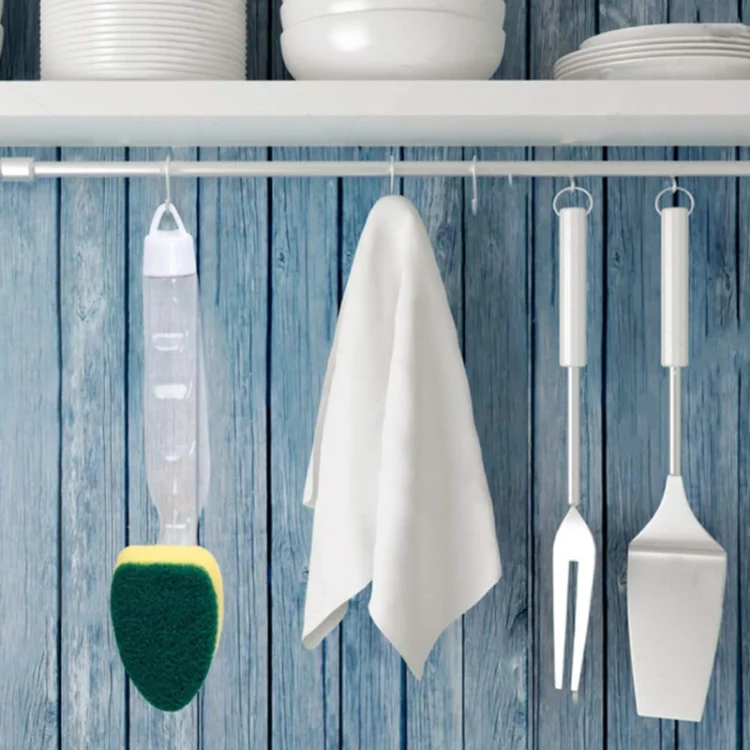 TBD0191012601A_8.webp Kitchen Plastic Long Handle Cleaning Brush Automatic Adding Liquid Brush Removable Sponge Brush - Image 9