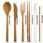 Travel Creative Bamboo Straw Dinnerware Knives Fork Spoon Chopsticks Set with Cloth Bag - Image 4
