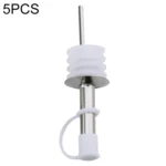 5 PCS Glass Bottle Stopper Stainless Steel Oil Stopper Silicone Stopper