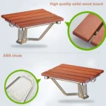 Folding Solid Wood Wall Mounted Relaxation Shower Chair - Image 4