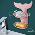 Bathroom Punch-free Double-layer Soap Box Without Trace Wall Hanging Drain Soap Holder, Random Color Delivery - Image 4