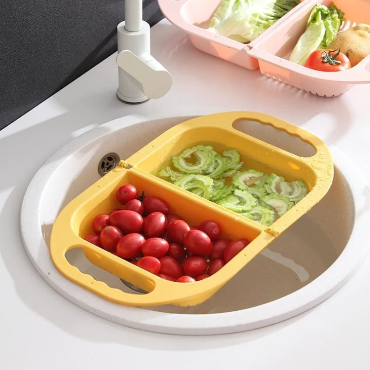Kitchen Household Creative Folding Fruit Basket Plastic Vegetable Draining Basket