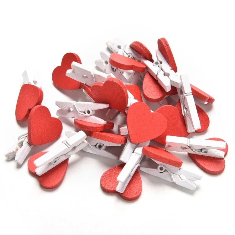 TBD01921380_1.webp 50 PCS Mini Red Heart Love Wooden Photo Paper Peg Pin Clothespin Craft Postcard Clips - Image 2