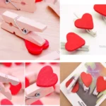 50 PCS Mini Red Heart Love Wooden Photo Paper Peg Pin Clothespin Craft Postcard Clips - Image 6