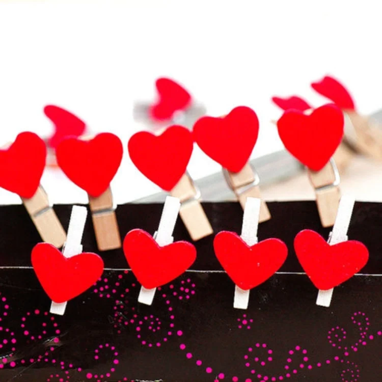 TBD01921380_6.webp 50 PCS Mini Red Heart Love Wooden Photo Paper Peg Pin Clothespin Craft Postcard Clips - Image 7