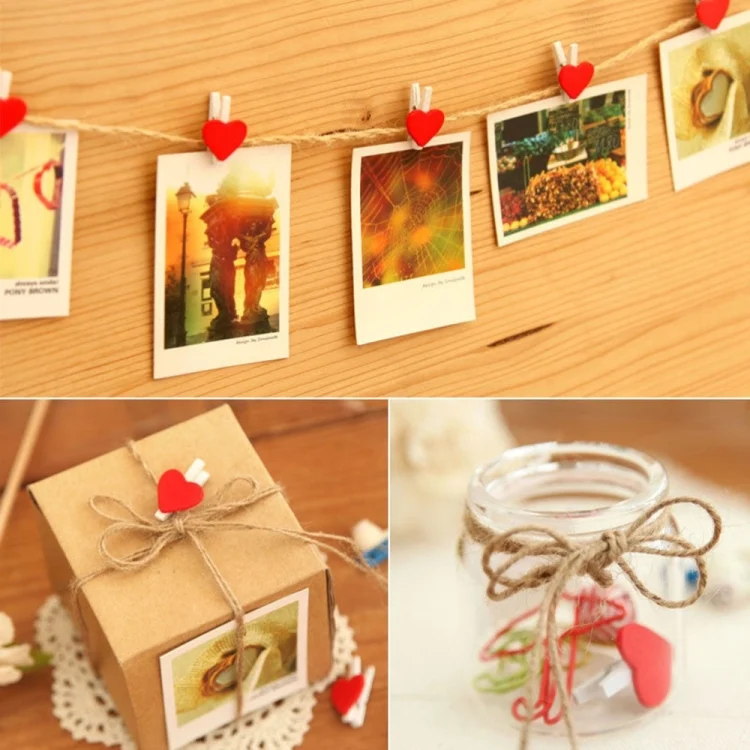 TBD01921380_7.webp 50 PCS Mini Red Heart Love Wooden Photo Paper Peg Pin Clothespin Craft Postcard Clips - Image 8