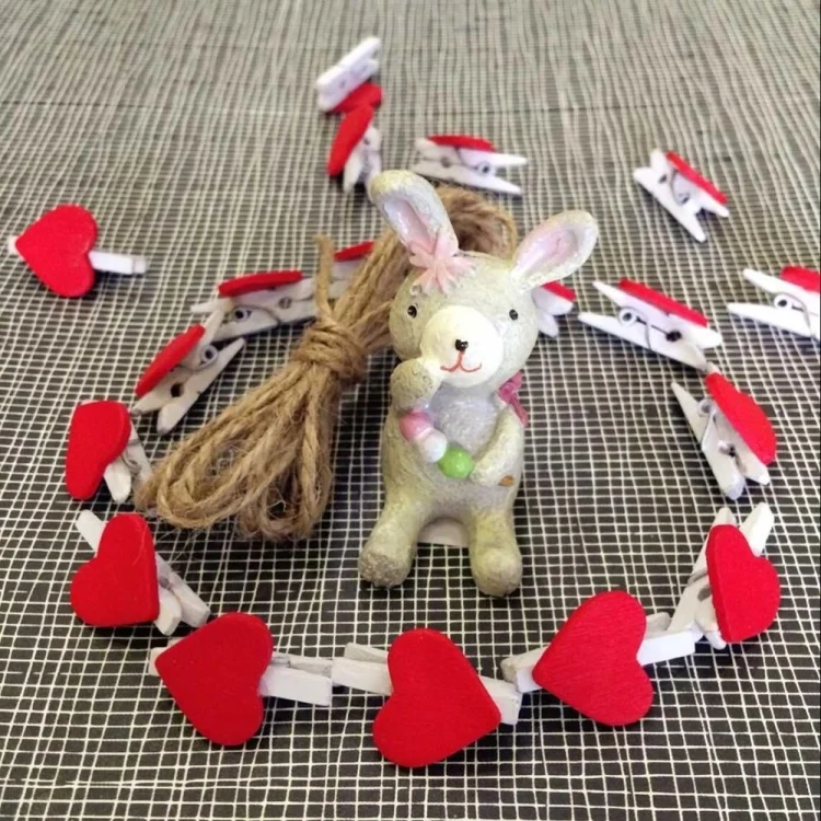 TBD01921380_8.webp 50 PCS Mini Red Heart Love Wooden Photo Paper Peg Pin Clothespin Craft Postcard Clips - Image 9