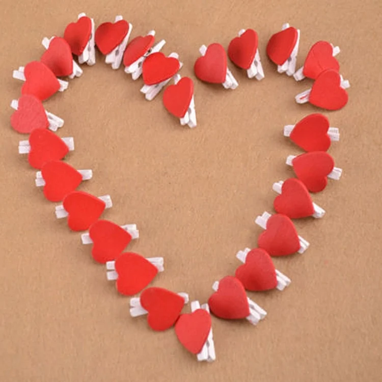 TBD01921380_9.webp 50 PCS Mini Red Heart Love Wooden Photo Paper Peg Pin Clothespin Craft Postcard Clips - Image 10