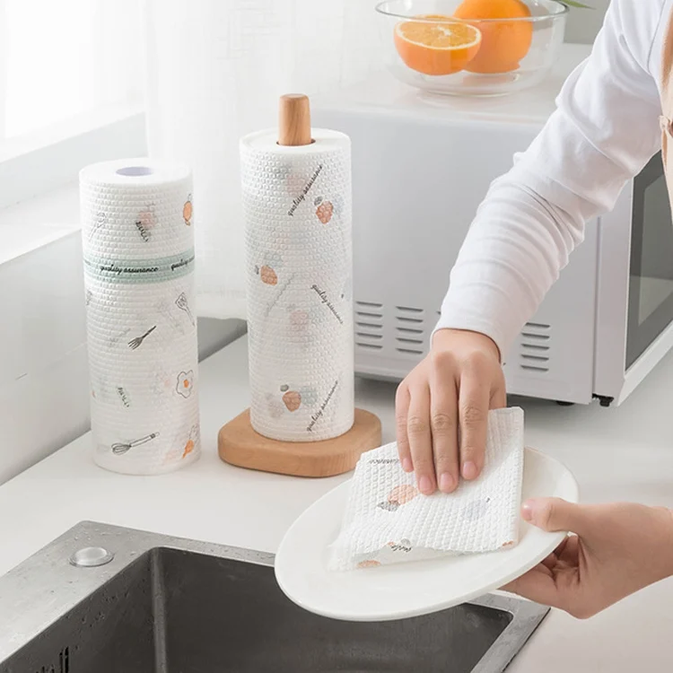 TBD0192398201A_2.webp Washable Printed Lazy Rag Kitchen Non-woven Towel Wet and Dry Dual-use Clean Degreasing Disposable DishCloth - Image 3