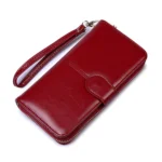 Ladies Oil Wax Leather Retro Long Large Capacity Multifunctional Wallet Clutch Bag