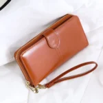 Ladies Oil Wax Leather Retro Long Large Capacity Multifunctional Wallet Clutch Bag - Image 4
