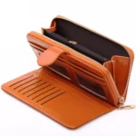 Ladies Oil Wax Leather Retro Long Large Capacity Multifunctional Wallet Clutch Bag - Image 9