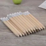 12 PCS Sharpened Pencil Round Writing Pen Wooden Student Stationery with Eraser - Image 6