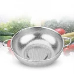 Stainless Steel Round Wash Basket Binaural Wash Rice Basket Drain Basin