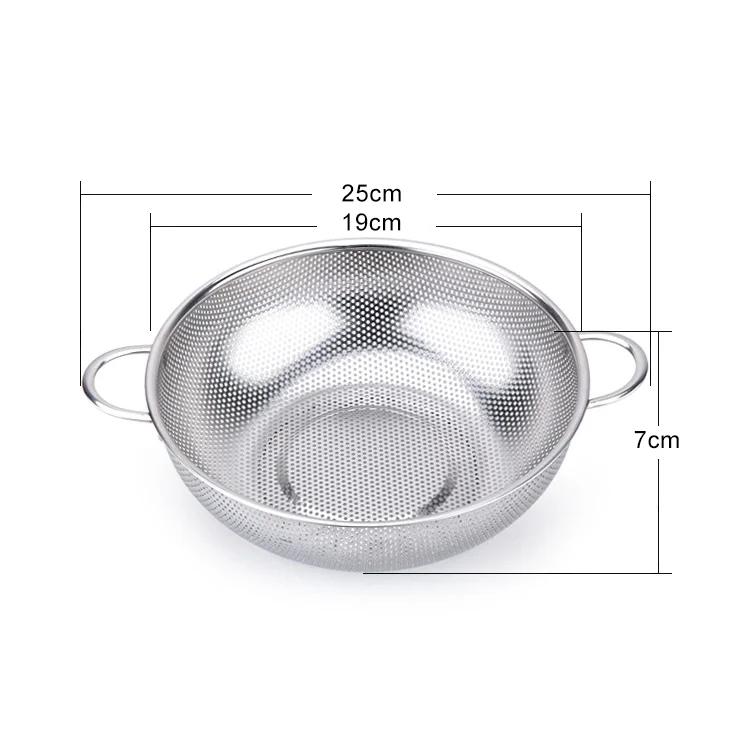 TBD0194832501_1.webp Stainless Steel Round Wash Basket Binaural Wash Rice Basket Drain Basin - Image 2