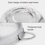Stainless Steel Round Wash Basket Binaural Wash Rice Basket Drain Basin - Image 3
