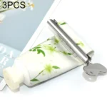 3 PCS Stainless Steel Squeezing Toothpaste Device Hair Key Squeegee Dyeing Tool Semicircular Metal Squeezer