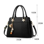 Fashion Women Tassel PU Leather Embroidery Crossbody Bag Shoulder Bag Simple Style Hand Bags - Image 3