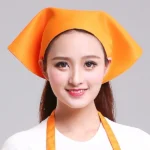 Waiter Men and Women Kitchen Work Turban Hat Triangle Scarf Chef Hat - Image 2