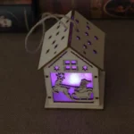 Christmas Luminous Wooden House Christmas Tree Decorations Hanging Ornaments DIY Gift Window Decoration - Image 2