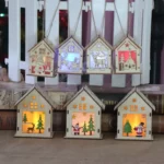 Christmas Luminous Wooden House Christmas Tree Decorations Hanging Ornaments DIY Gift Window Decoration - Image 3
