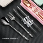 Stainless Steel Tableware Student Office Worker Portable Tableware Set - Image 7