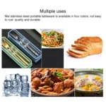 Stainless Steel Tableware Student Office Worker Portable Tableware Set - Image 10