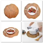 2 PCS Wood Placement Table Mats Tableware Pad Lotus Shape Tea Cup Bowl Decoration - Image 5