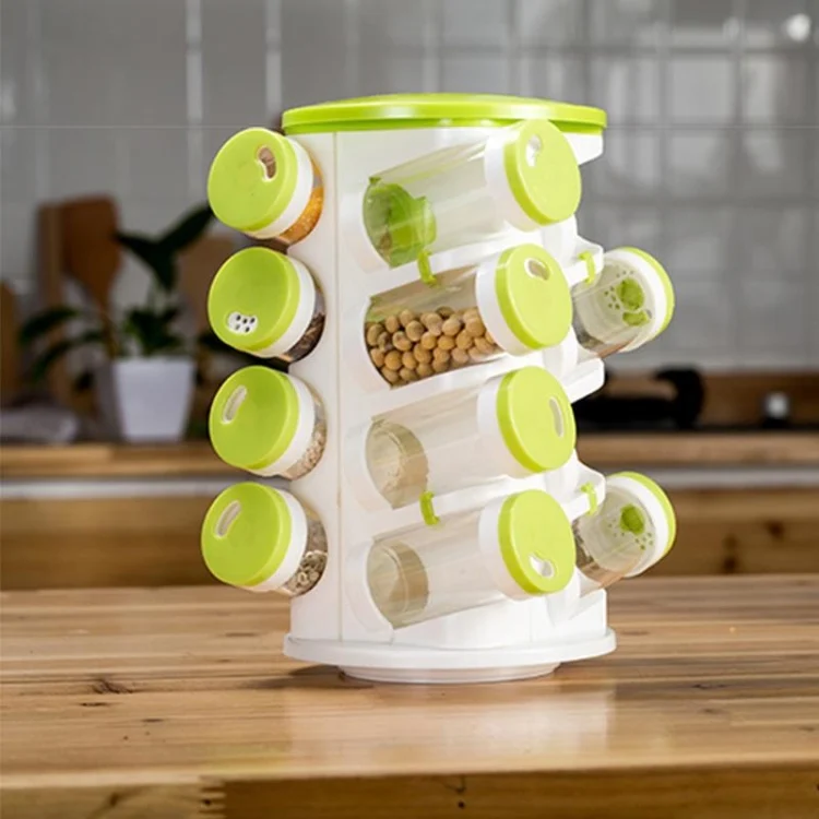 TBD01992427.webp 16pcs / Set Seasoning Cans Pepper Salt Cruet Plastic Bottle Kitchen Spice Jar Pepper Shaker Box Spice Rack Set - Image 1