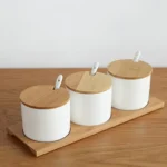 3pcs / Set Simple Life Creative Ceramics Kitchen Food Containers Organizer Jars For Spices Sugar-bowl Condiment Box Kitchen Storage Bottl