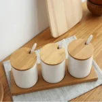 3pcs / Set Simple Life Creative Ceramics Kitchen Food Containers Organizer Jars For Spices Sugar-bowl Condiment Box Kitchen Storage Bottl - Image 2