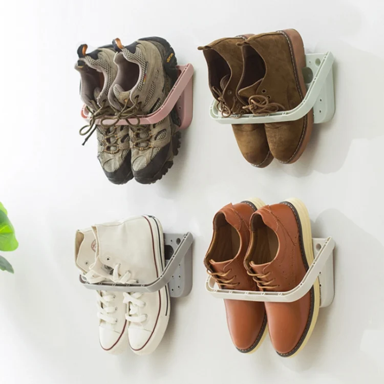 TBD0199629701A_2.webp Suction Cup Multi Function Folding Wall Hanging Slippers Storage Rack - Image 3