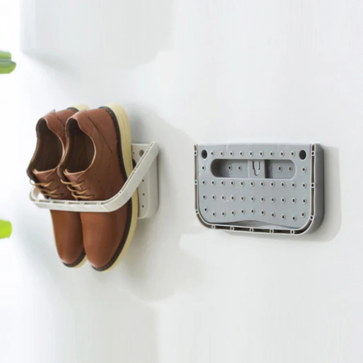 TBD0199629701A_4.webp Suction Cup Multi Function Folding Wall Hanging Slippers Storage Rack - Image 5