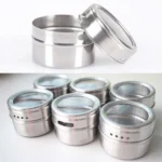 6 in 1 Kitchen Stainless Steel Salt Condiment Set Spice Jars Container Spice Bottles - Image 3