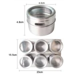 6 in 1 Kitchen Stainless Steel Salt Condiment Set Spice Jars Container Spice Bottles - Image 5